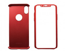 Чехол iPhone X Двухсторонний + стекло (красный) 