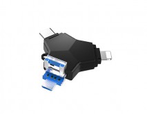 USB Flash 3.0 iDragon 4in1 8pin/micro/type-c/usb 32GB, серебро 