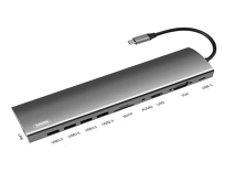 Type-C HUB & Card Reader Remax RU-U70 11в1 (USB3.0*3+HDMI+VGA+TF+SD+RJ45+USB2.0+3.5mm Audio Cable), серый 
