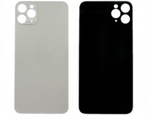 Задняя крышка (стекло) iPhone 11 Pro Max (c увел. вырезом) серебро 1кл 
