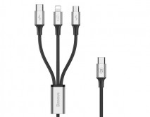Кабель 3в1 Baseus Rapid Series USB-C to micro+Lightning+Type-C PD 20W черный 1,5м (CAMLT-SC01) 
