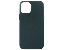 Чехол iPhone 12 Mini Leather hi-copy, с яблоком, синий 