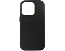 Чехол iPhone 14 Pro Leather hi-copy, с яблоком, черный