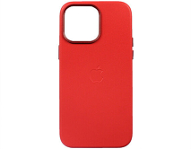 Чехол iPhone 14 Pro Max Leather hi-copy, с яблоком, красный 