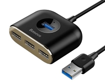 USB HUB Baseus Square round 4-in-1, USB3.0 to USB3.0+USB2.0*3, 1м, черный (CAHUB-AY01) 