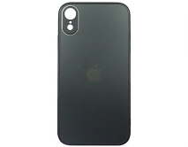 Чехол iPhone XR Matte Glass, с яблоком, черный 