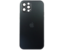 Чехол iPhone 12 Pro Matte Glass, с яблоком, черный