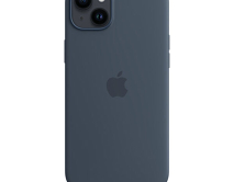 Чехол iPhone 14 Silicone Case MagSafe hi-copy, с яблоком, штормовой синий 