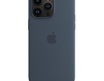 Чехол iPhone 14 Pro Max Silicone Case MagSafe hi-copy, с яблоком, темно-синий 